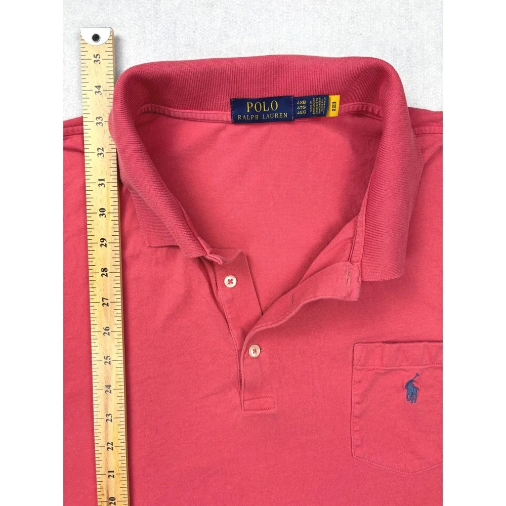 Polo‎ Ralph Lauren Mens 4XB Big & Tall Salmon Pink Cotton Pocket Polo Shirt 4TG